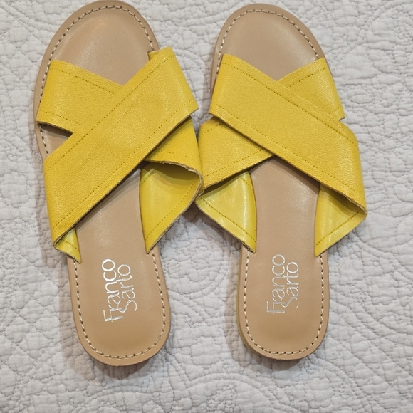 Franco Sarto Shoes - Franco Sarto Yellow Slide Sandals with Crossover Straps Sz 7